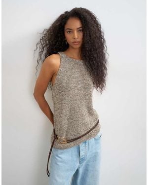 TOPSHOP Knitted Asymmetric Vest - Brown