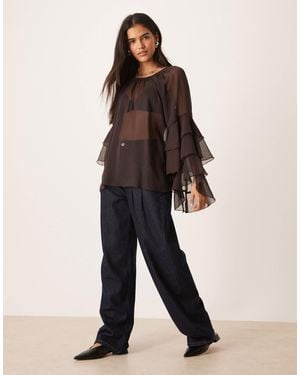 Glamorous – transparente bluse - Blau