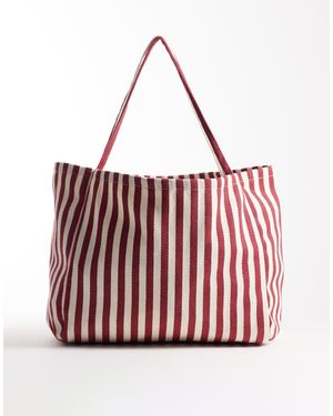 ASOS Bolso Tote A Rayas Rojas De Tejido Texturizado De - Rojo