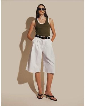 ASOS Denim Pleated Longline Bermuda Short - White