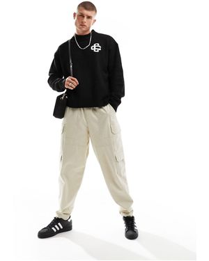 The Couture Club Fluffy Knitted Jumper With Logo - Black