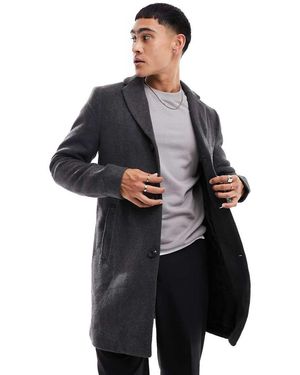 Only & Sons Abrigo Gris De Mezcla De Lana De - Negro