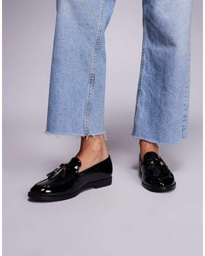 River Island Mocasines Negros Con Borlas De Charol De - Azul