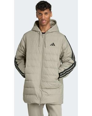 adidas Originals Essentials Climawarm 3-Stripes Light Down Hooded Parka - Natural
