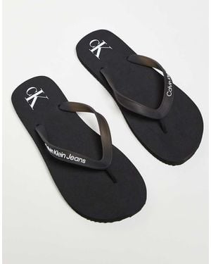 Calvin Klein Teenslippers Met Logo - Zwart