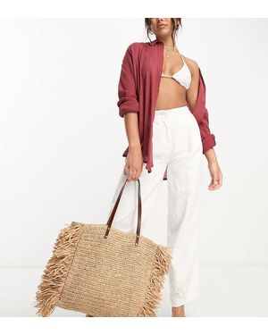 Accessorize Fringed Straw Beach Tote Bag - Natural