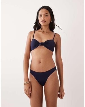 GOOD AMERICAN Matte Good Waist Cheeky Bikini Bottoms - Blue
