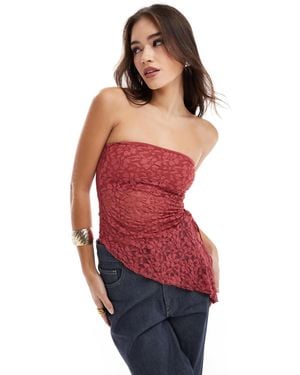 Bershka Lace Bandeau Top - Red