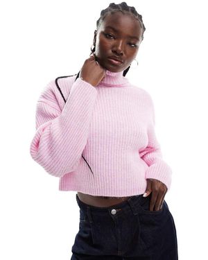 ONLY Jersey De Manga Larga Con Cuello Vuelto De - Rosa