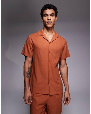 South Beach Short Sleeve Linen Shirt - Brown