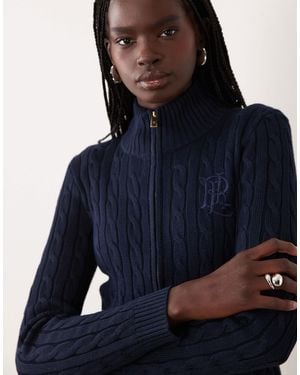 Ralph Lauren Strickjacke mit reißverschluss und logo - Blau
