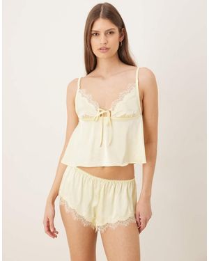 KAT THE LABEL Sorrento Satin Lace Short - Natural