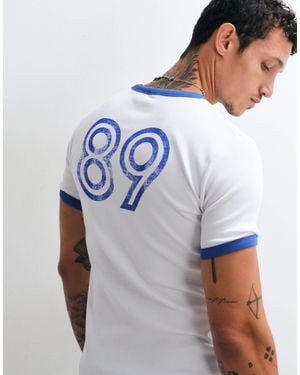 ASOS Schweres muscle-fit ringer-t-shirt mit sportgrafik - Blau