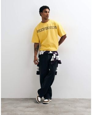 ASOS Boxy Oversized T-Shirt Met Wassing En Tekstprint - Wit
