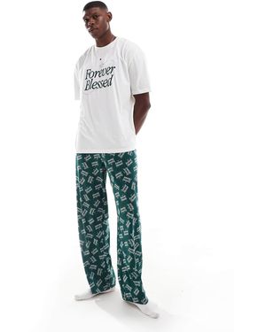 ASOS – pyjama mit "forever blessed"-grafiken - Weiß