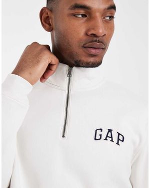 Gap New York Backprint 1/4 Zip Sweatshirt - White