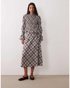 Wednesday's Girl Midi Skirt With Tie Detail - Multicolour