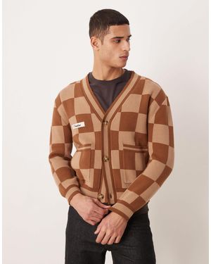 Prohibited – karierte strickjacke - Braun