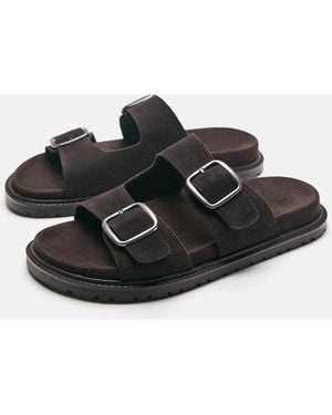 Pull&Bear – ledersandalen - Schwarz