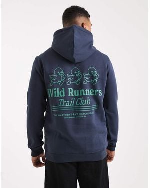 Only & Sons Hoodie With Trail Club Back Print - Blue