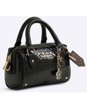 River Island Embossed Monogram Bowler Cross Body Bag - Black