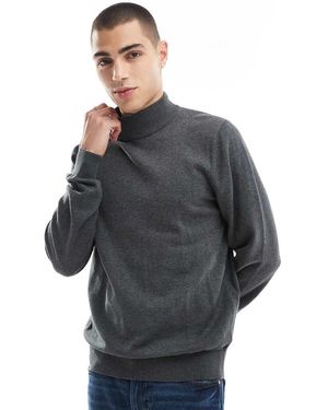 Threadbare Jersey Carbón Con Cuello Subido De Algodón De - Gris