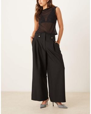 ASOS Tailored Ankle Grazer Pants With Tab Waist Detail - Black
