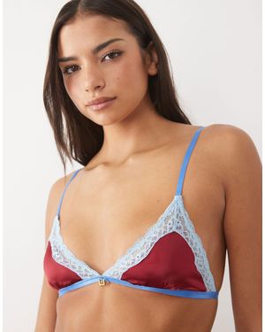 Wild Lovers Heidi Satin Lace Trim Bralette - Red