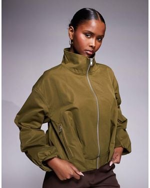 River Island Belted Funnel Neck Jacket - Green