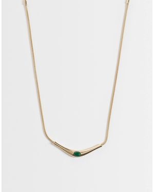 ASOS Halskette mit grüner steinfassung - Weiß
