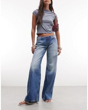 Monki – paz – weit geschnittene jeans - Blau