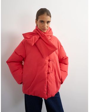 TOPSHOP Pillow Scarf Puffer Jacket - Red