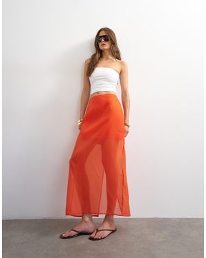 TOPSHOP – transparenter maxirock aus organza - Rot