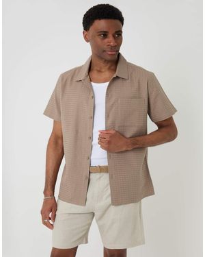 Threadbare Textured Cotton Short Sleeve Shirt - Natural