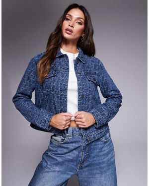 ARMANI EXCHANGE Monogram Denim Jacket - Blue