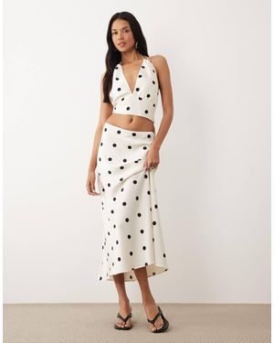 Bardot Pheobe Satin Midi Skirt Co-Ord - Natural