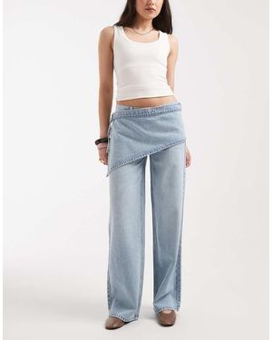 Mango Teen Wide Leg Jeans With Scarf Detail - Blue