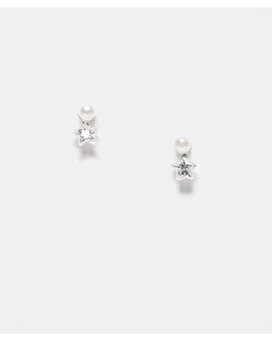 Kingsley Ryan Pearl Stud Crystal Star Drop Earrings - Blue
