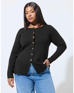 Yours Clothing Long Sleeve Button Top - Black