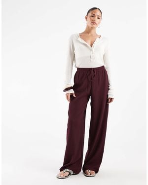 Only Petite Textured Wide Leg Pants - White
