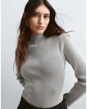 ARRANGE Soft Knit Long Sleeve Bodysuit - Grey
