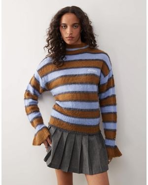 Kickers Striped Fuffy Knit Sweater - Brown