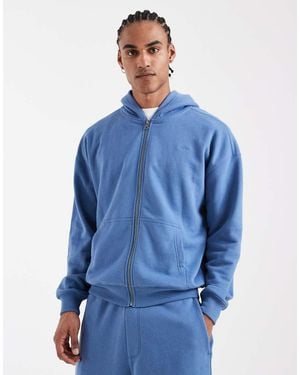 Hollister Chest Logo French Terry Zip Through Hoodie Co-ord - Blue