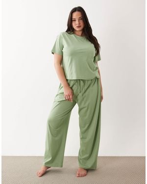 ASOS Asos Design Curve Mix & Match Cotton Pajama Trouser - Green
