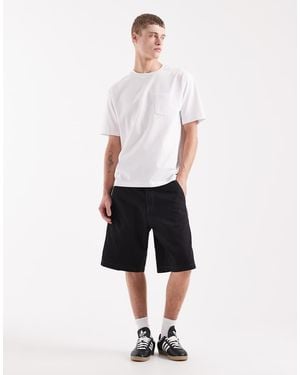 Timberland Pantalones Cortos Negros De Estilo Carpintero Con Acabado Lavado De Lona Duck De - Blanco