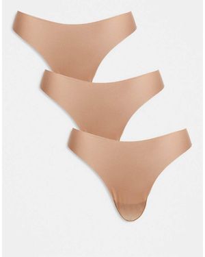 ASOS 3 Pack No Vpl & Lace Thong - White