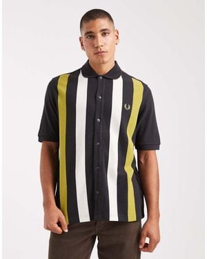 Fred Perry Stripe Pique Polo Shirt - Grey