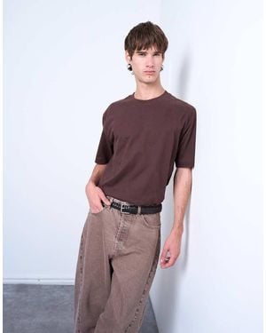 TOPMAN Relaxed Fit Suede Touch T-Shirt - Purple