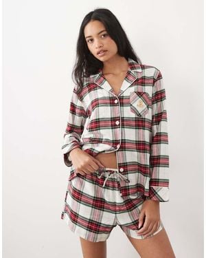 Ralph Lauren Long Sleeve Brushed Cotton Short Pyjama Set - White