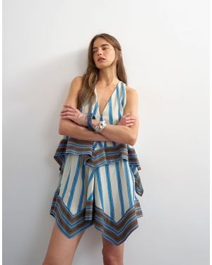 TOPSHOP Cotton V Neck Smock Mini Dress - Blue